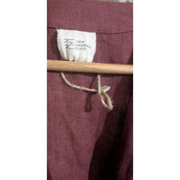 Linen Handmade Studio Burgundy Linen Midi Dress Size S - Picture 3 of 7